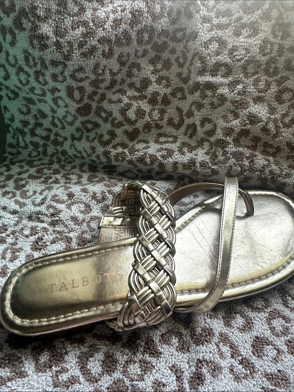 Talbots Metallic Bronze Braided Slide Sandals